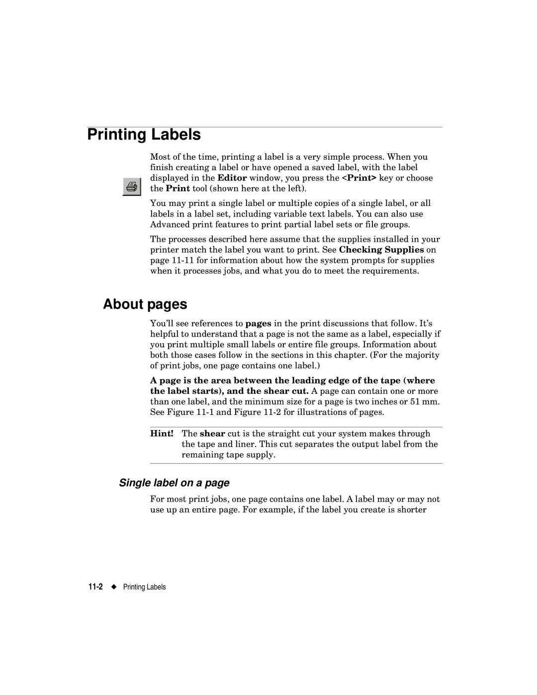 Brady label maker manual Printing Labels, About pages, Single label on a 