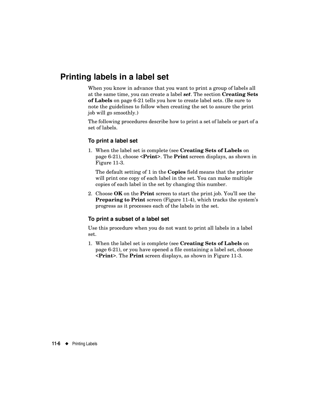 Brady label maker manual Printing labels in a label set, To print a label set, To print a subset of a label set 