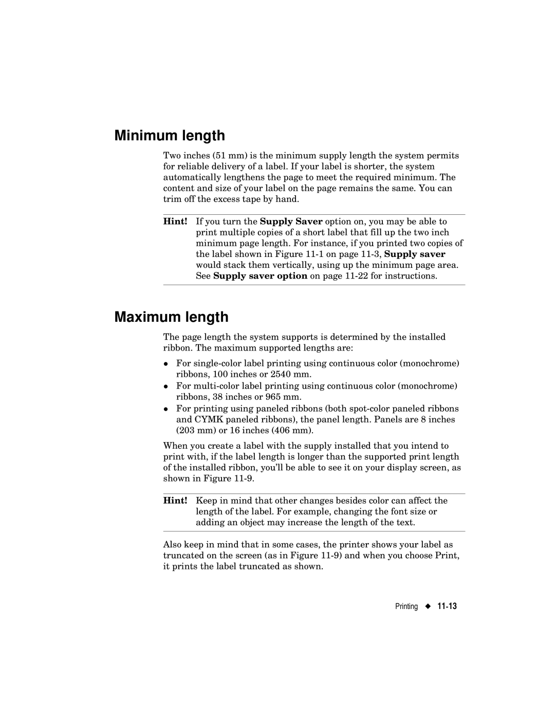 Brady label maker manual Minimum length, Maximum length 