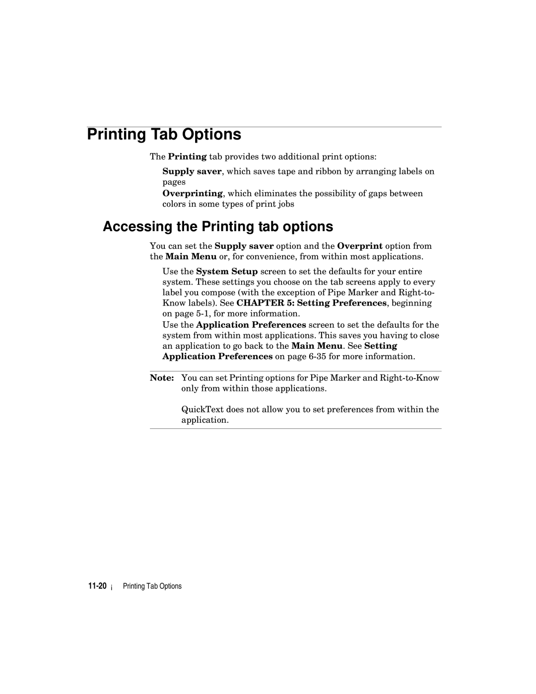 Brady label maker manual Printing Tab Options, Accessing the Printing tab options 