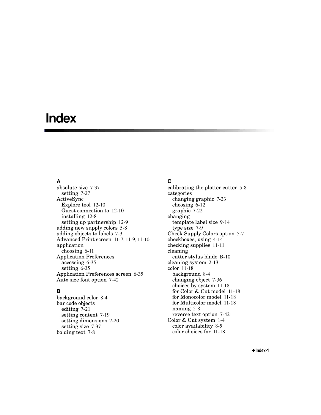 Brady label maker manual Index 