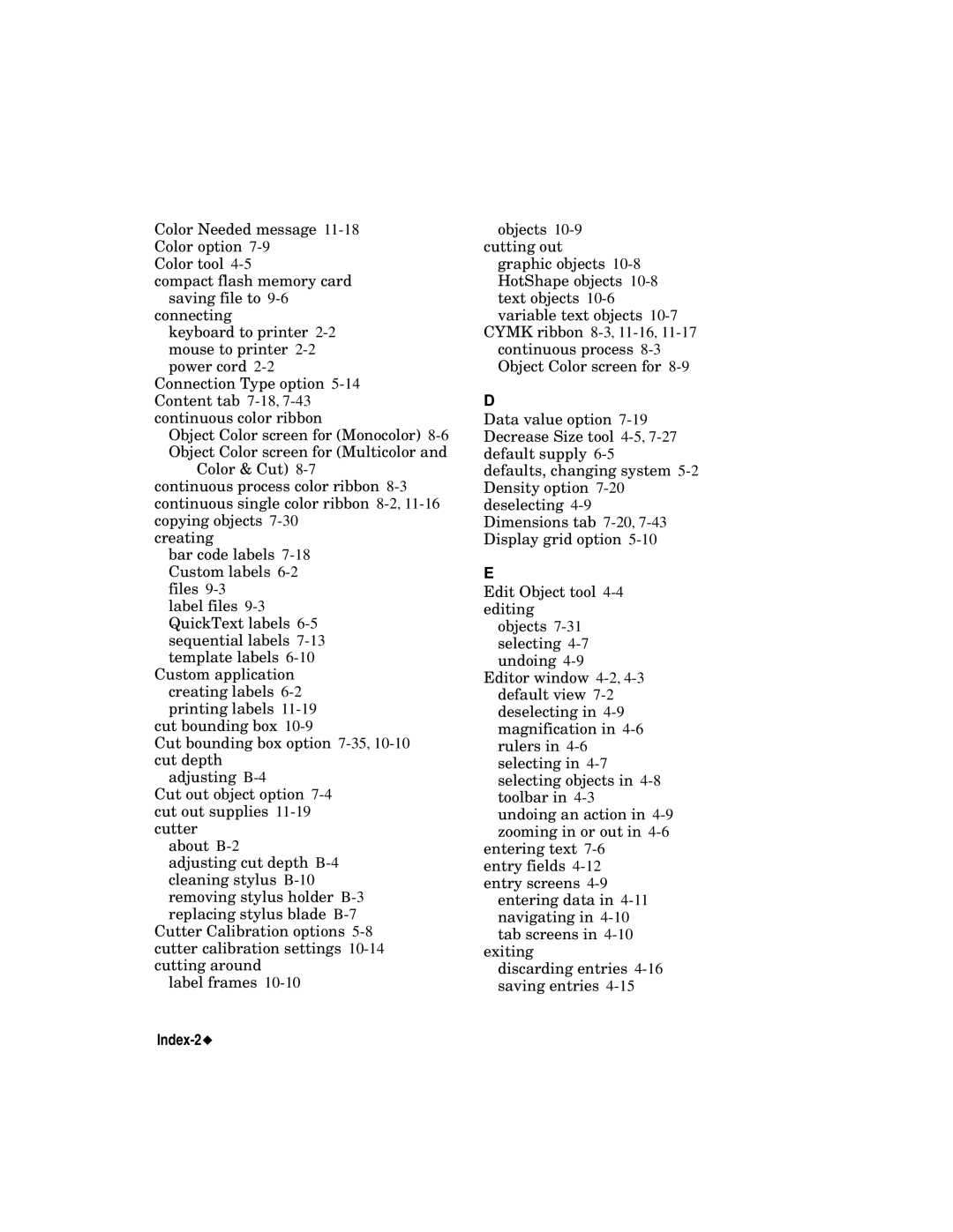 Brady label maker manual Index-2 