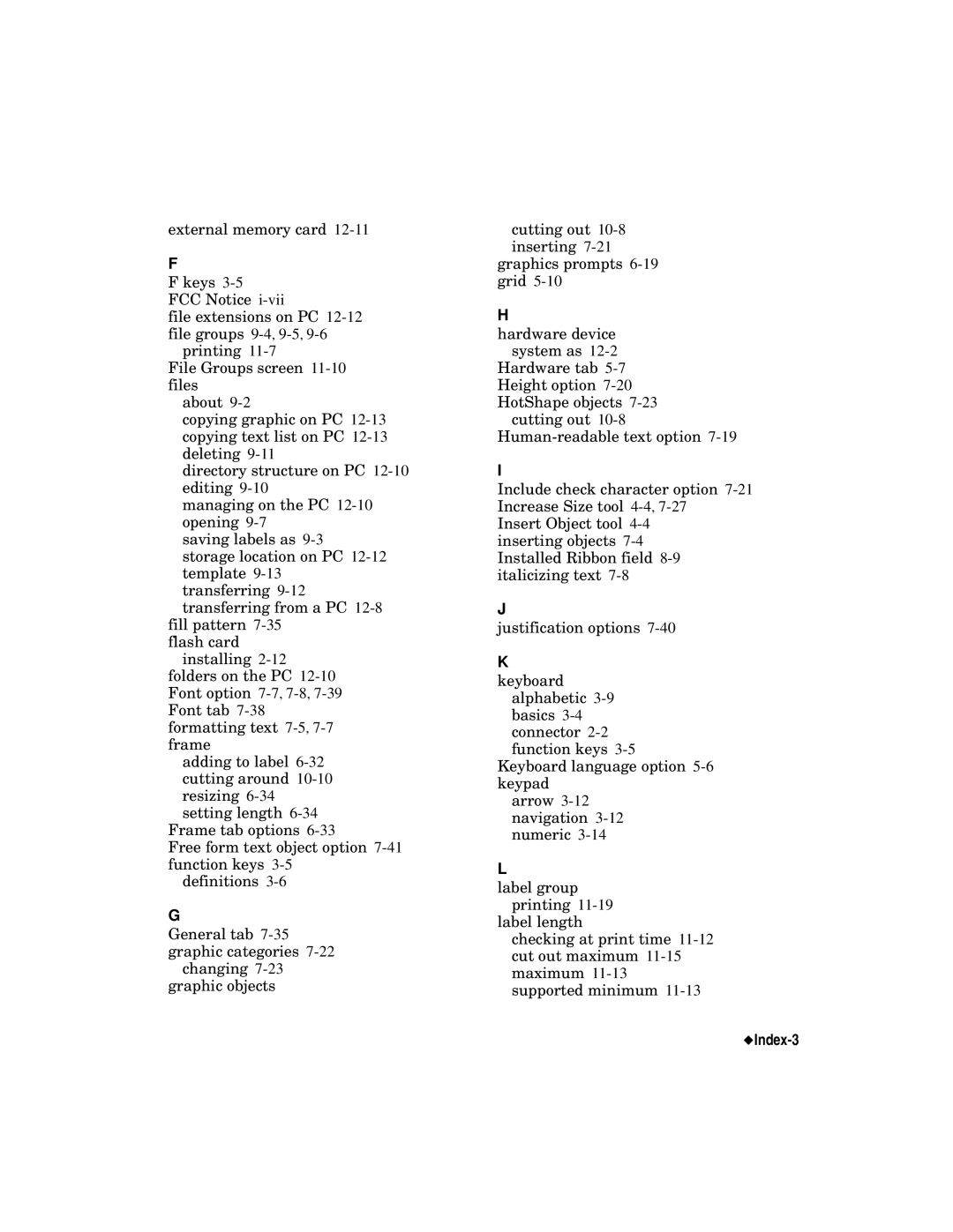 Brady label maker manual Index-3 