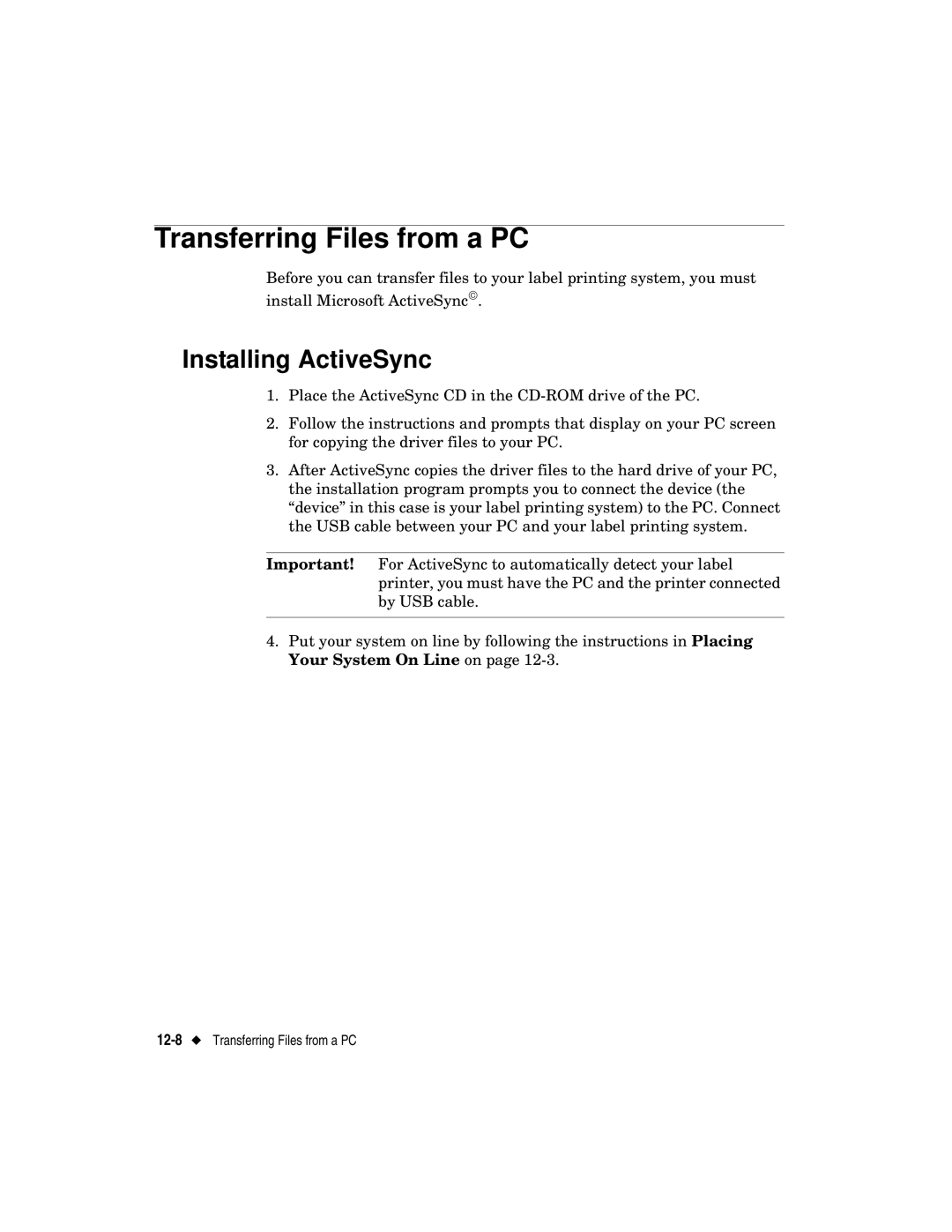 Brady label maker manual Transferring Files from a PC, Installing ActiveSync 