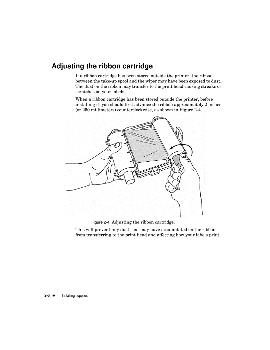 Brady label maker manual Adjusting the ribbon cartridge 