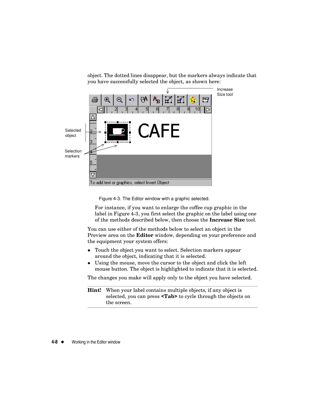 Brady label maker manual Editor window with a graphic selected 