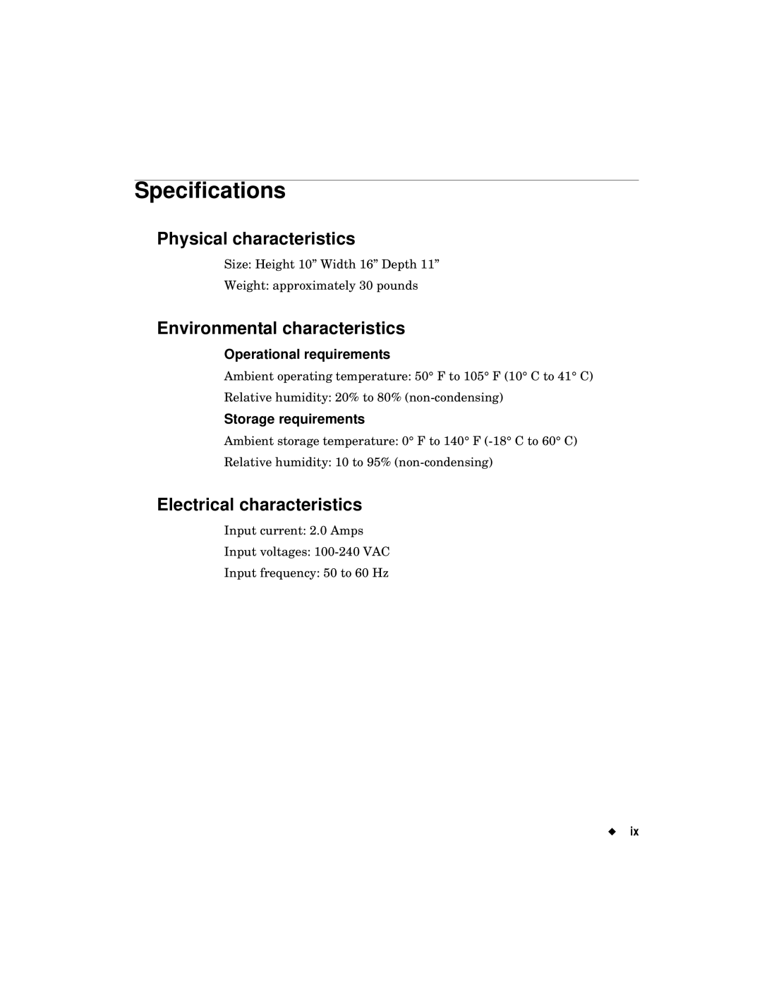 Brady label maker manual Specifications, Operational requirements, Storage requirements 