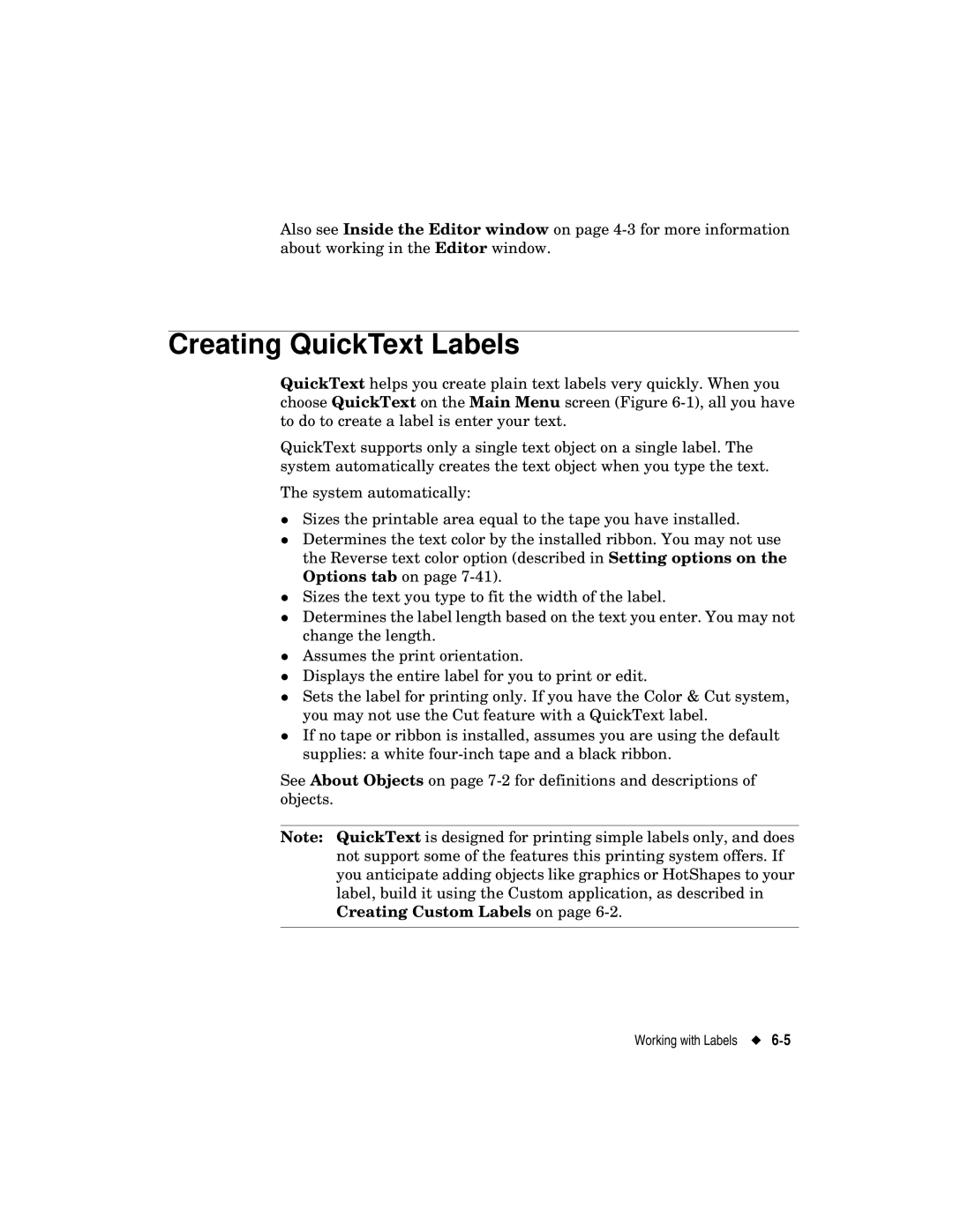 Brady label maker manual Creating QuickText Labels 