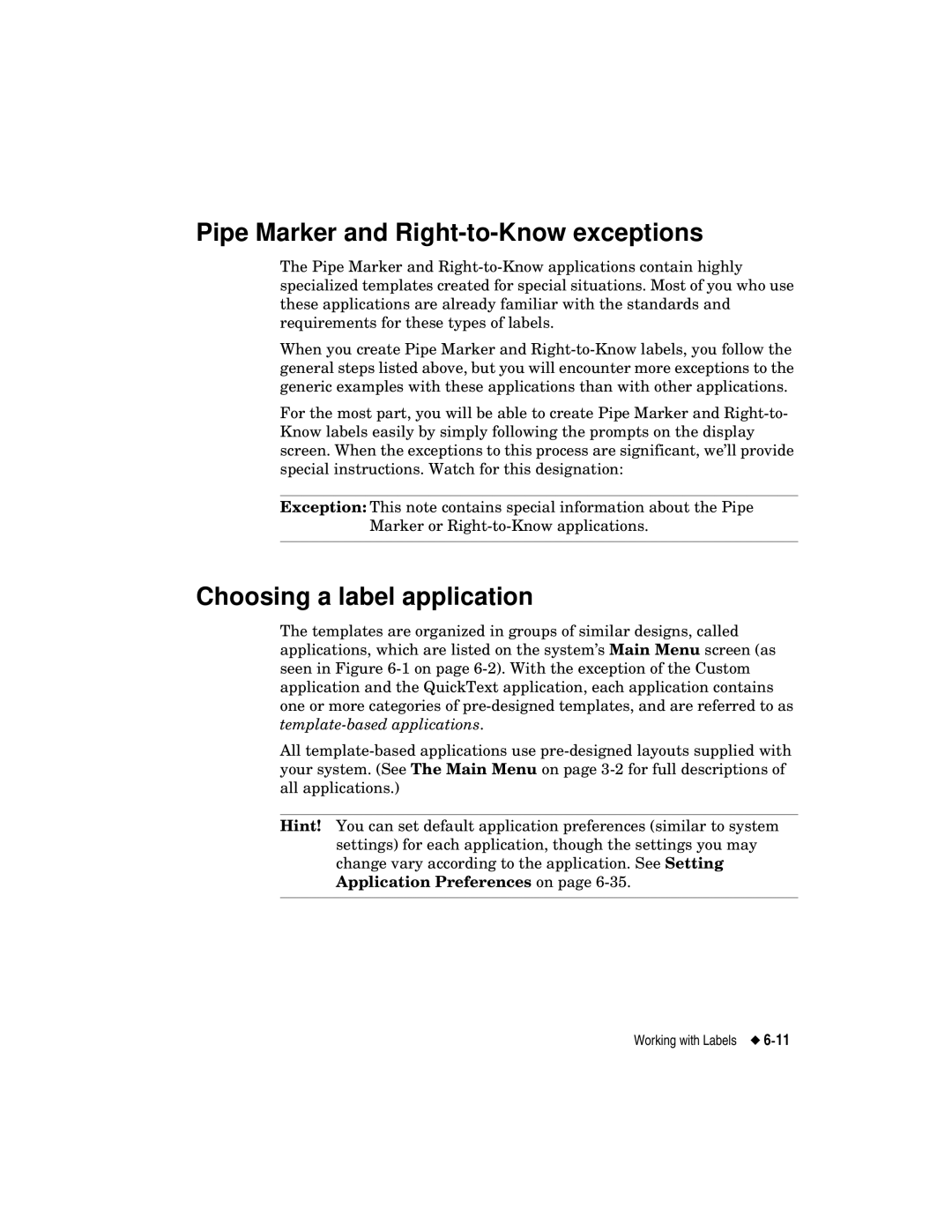 Brady label maker manual Pipe Marker and Right-to-Know exceptions, Choosing a label application 