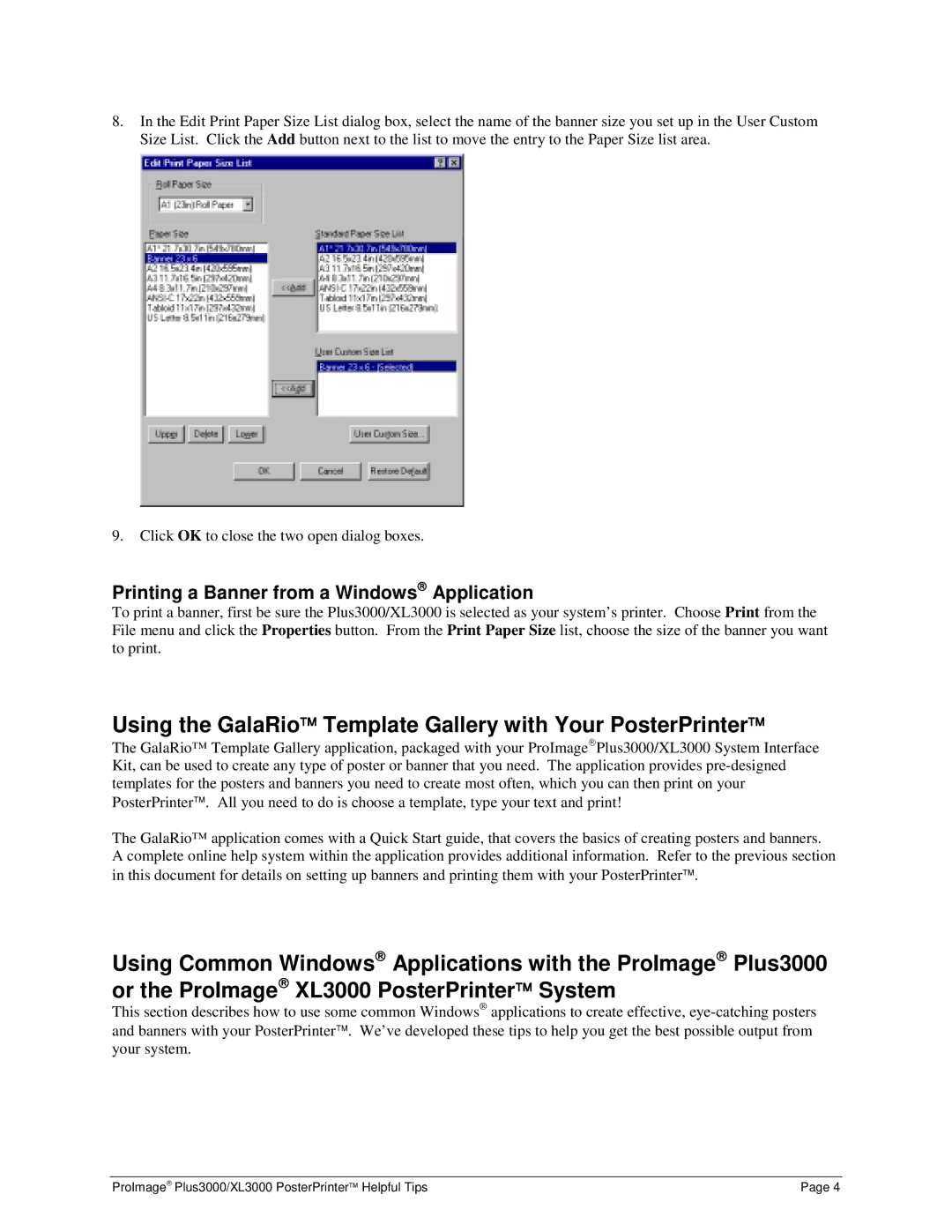 Brady XL3000, Plus3000 manual Printing a Banner from a Windows Application 