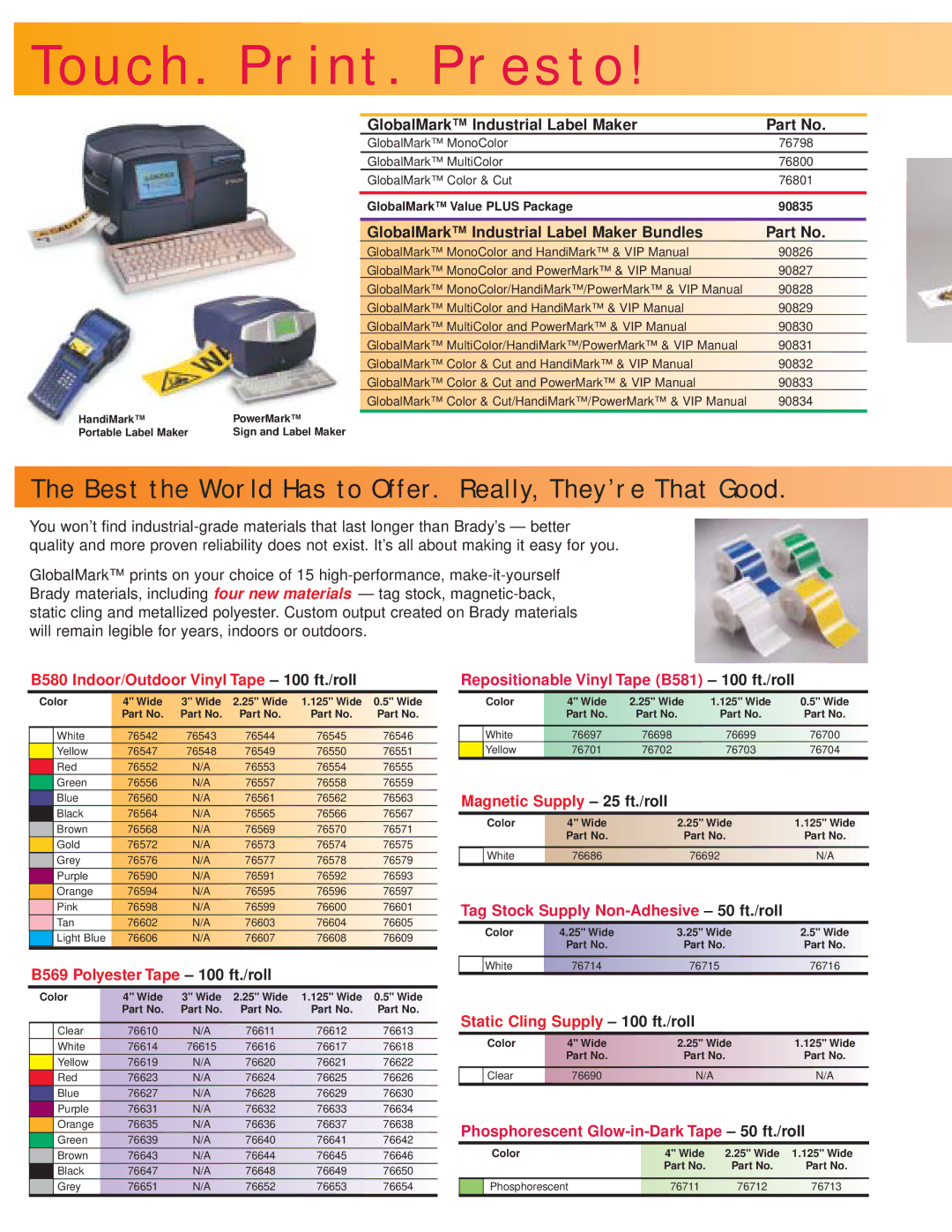 Brady touch print manual GlobalMark Industrial Label Maker Bundles 