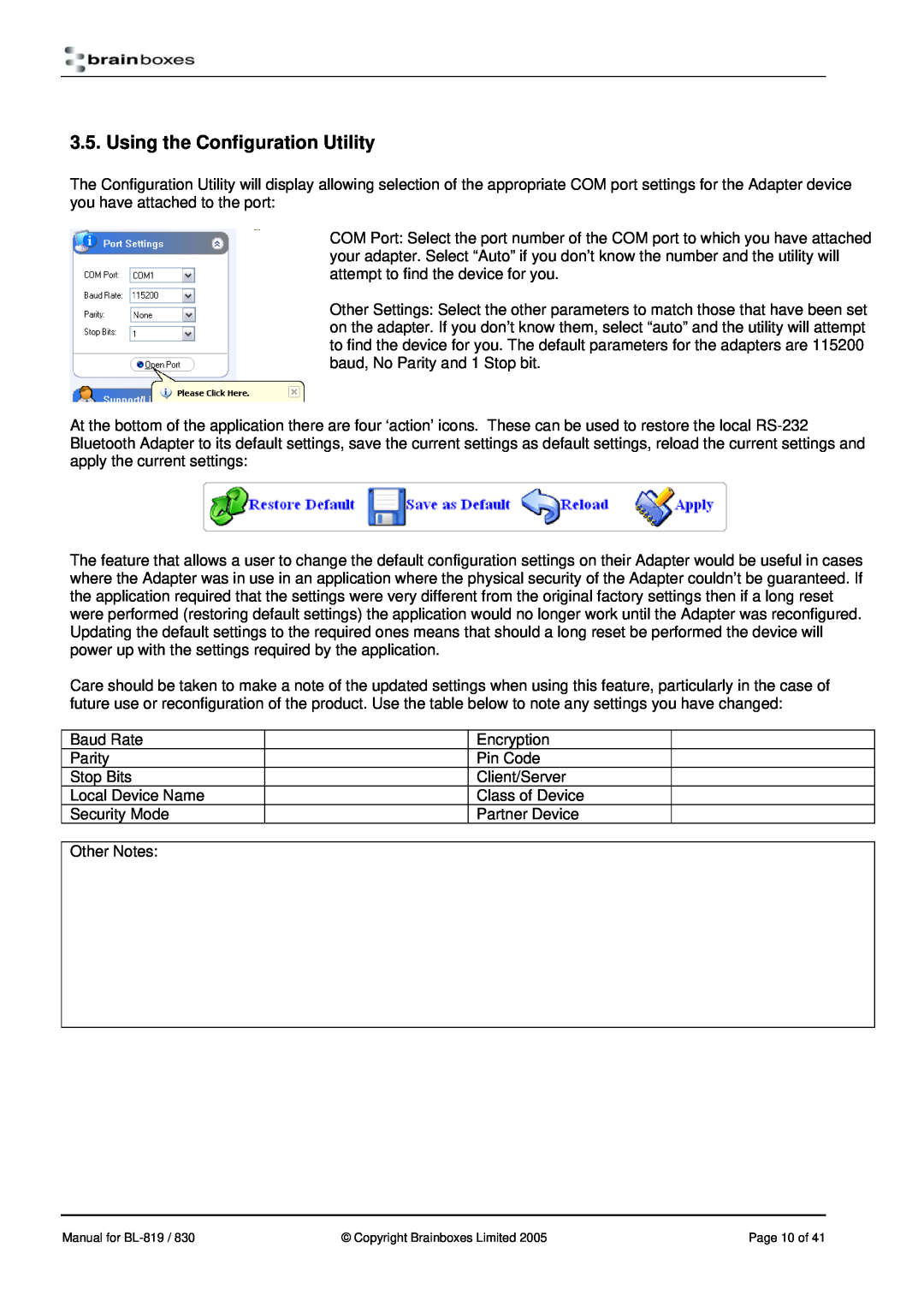 Brainboxes BL-830, BL-819 manual Using the Configuration Utility, Page 10 of 