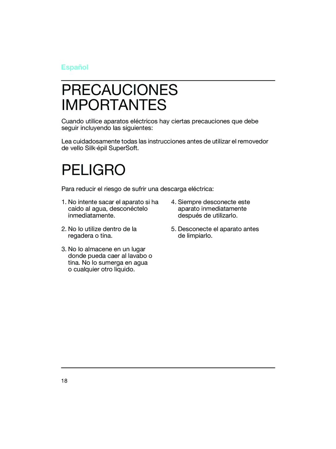 Braun 2170, 2150 manual Precauciones Importantes, Peligro 