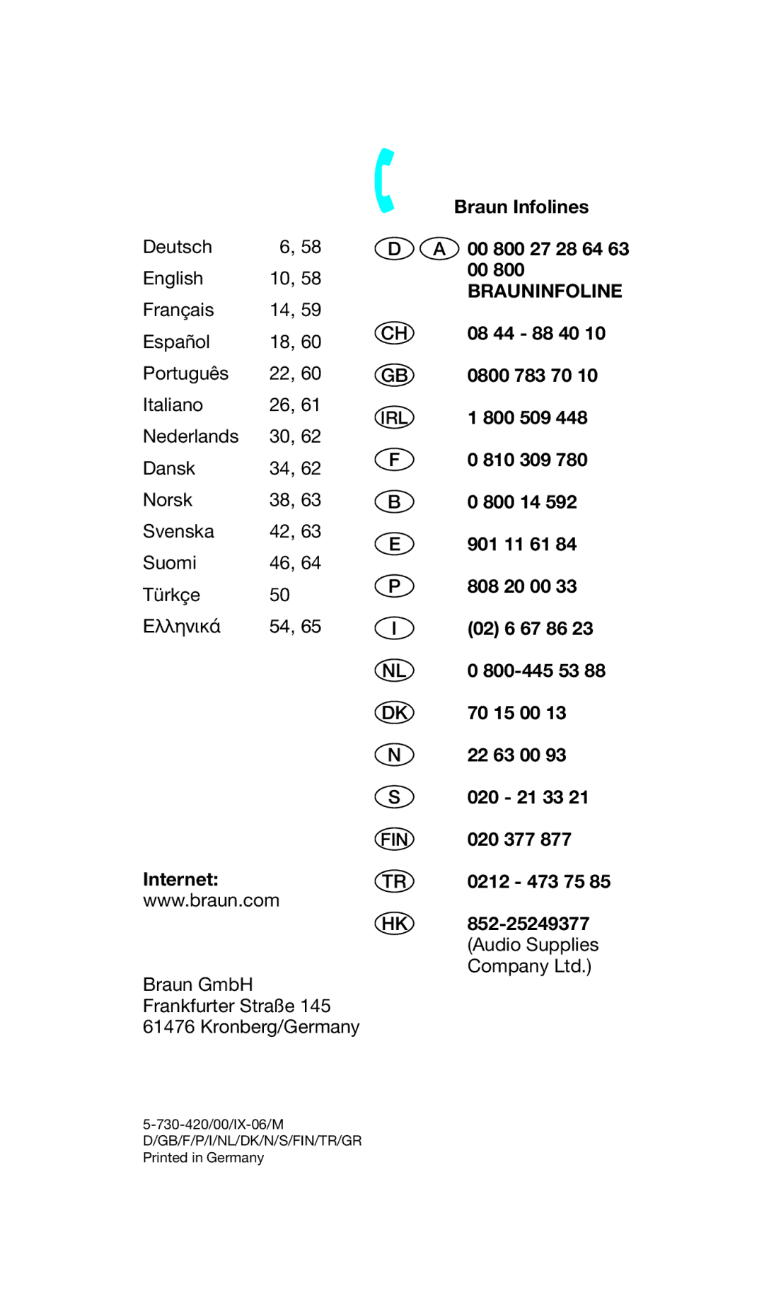 Braun 2838 manual Internet 