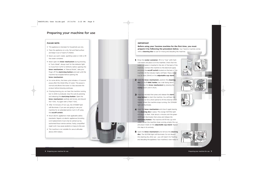 Braun 3107 manual Preparing your machine for use, Brew mechanism 