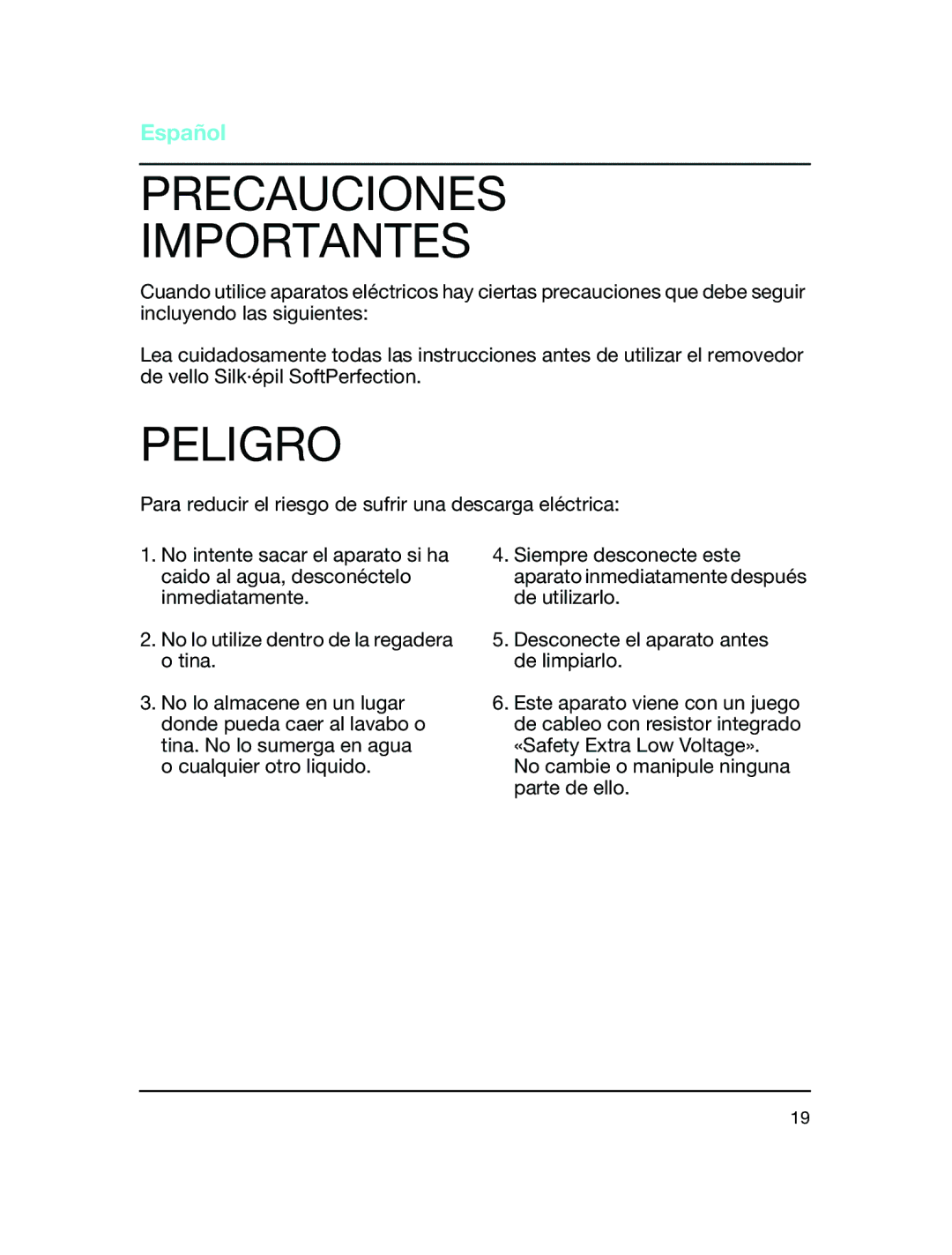 Braun 3170 manual Precauciones Importantes, Peligro 