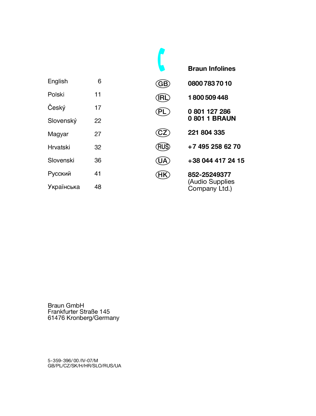 Braun 3280 manual Braun Infolines 