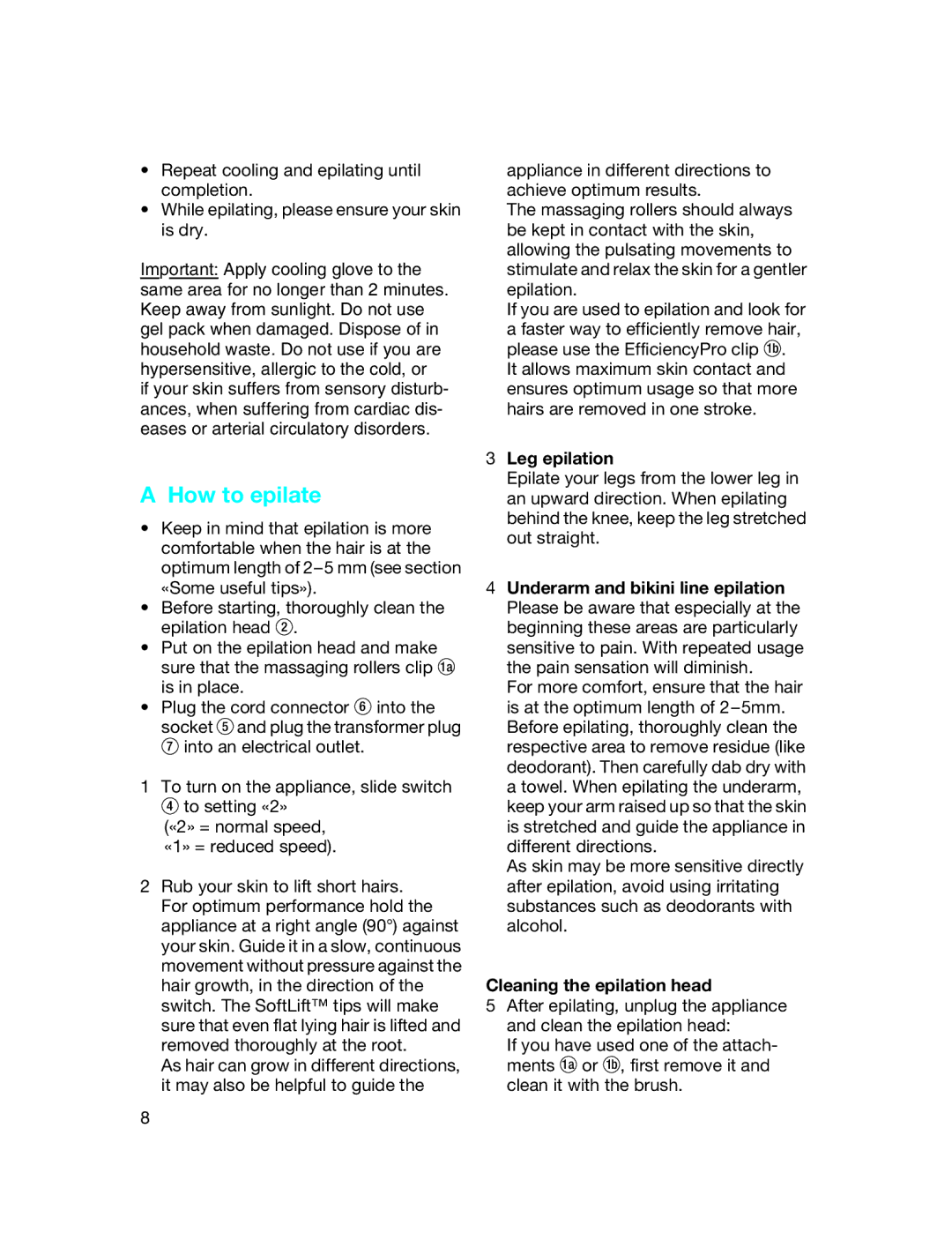 Braun 3280 manual How to epilate 