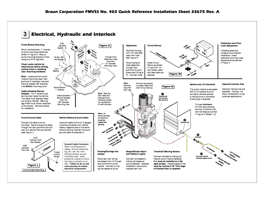 Braun 33657 Electrical, Hydraulic and Interlock, Figure K, Figure M, Figure N, Chassis, Figure L, Pump, Hydraulics, Power 