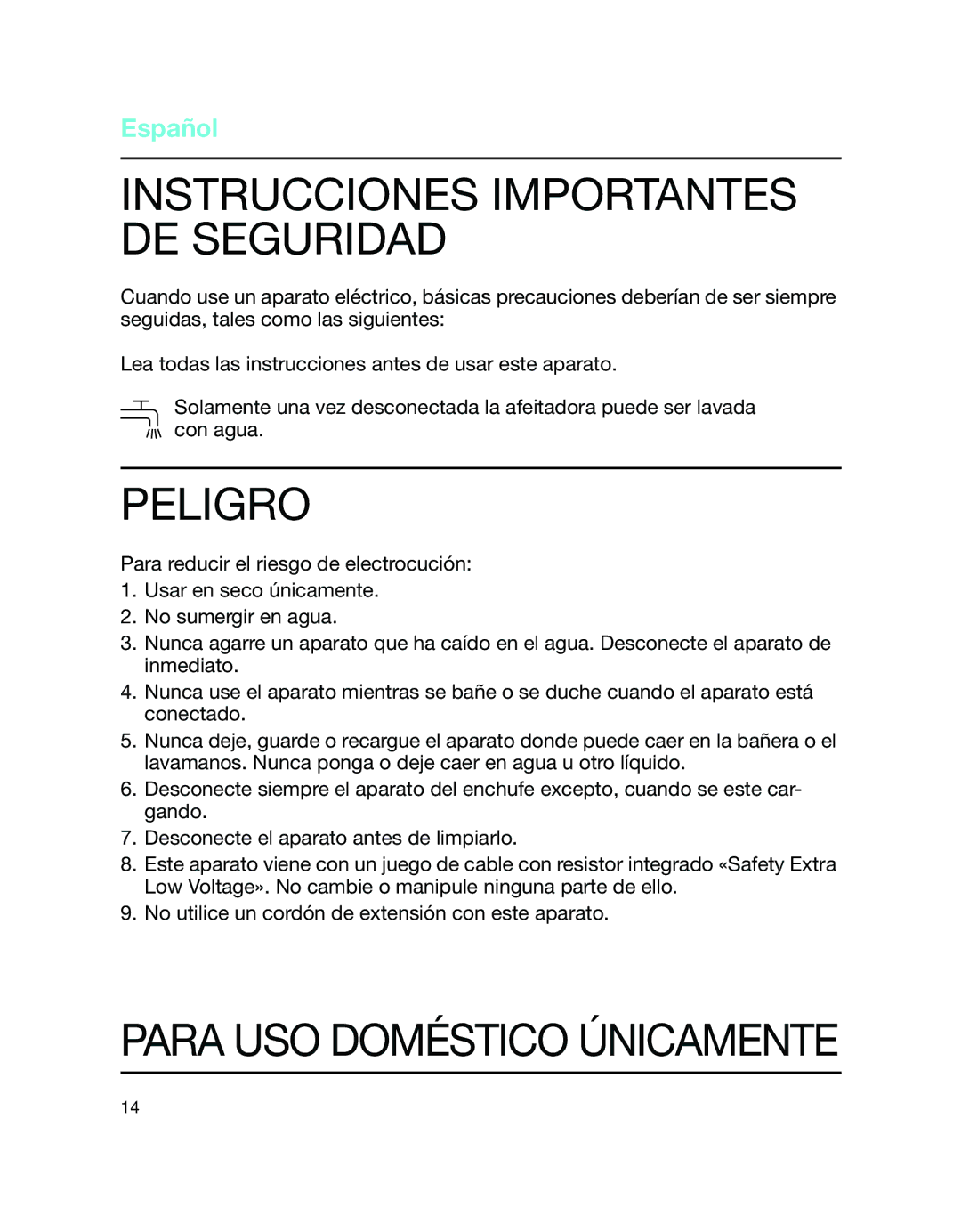 Braun 340 manual Instrucciones Importantes DE Seguridad, Peligro 