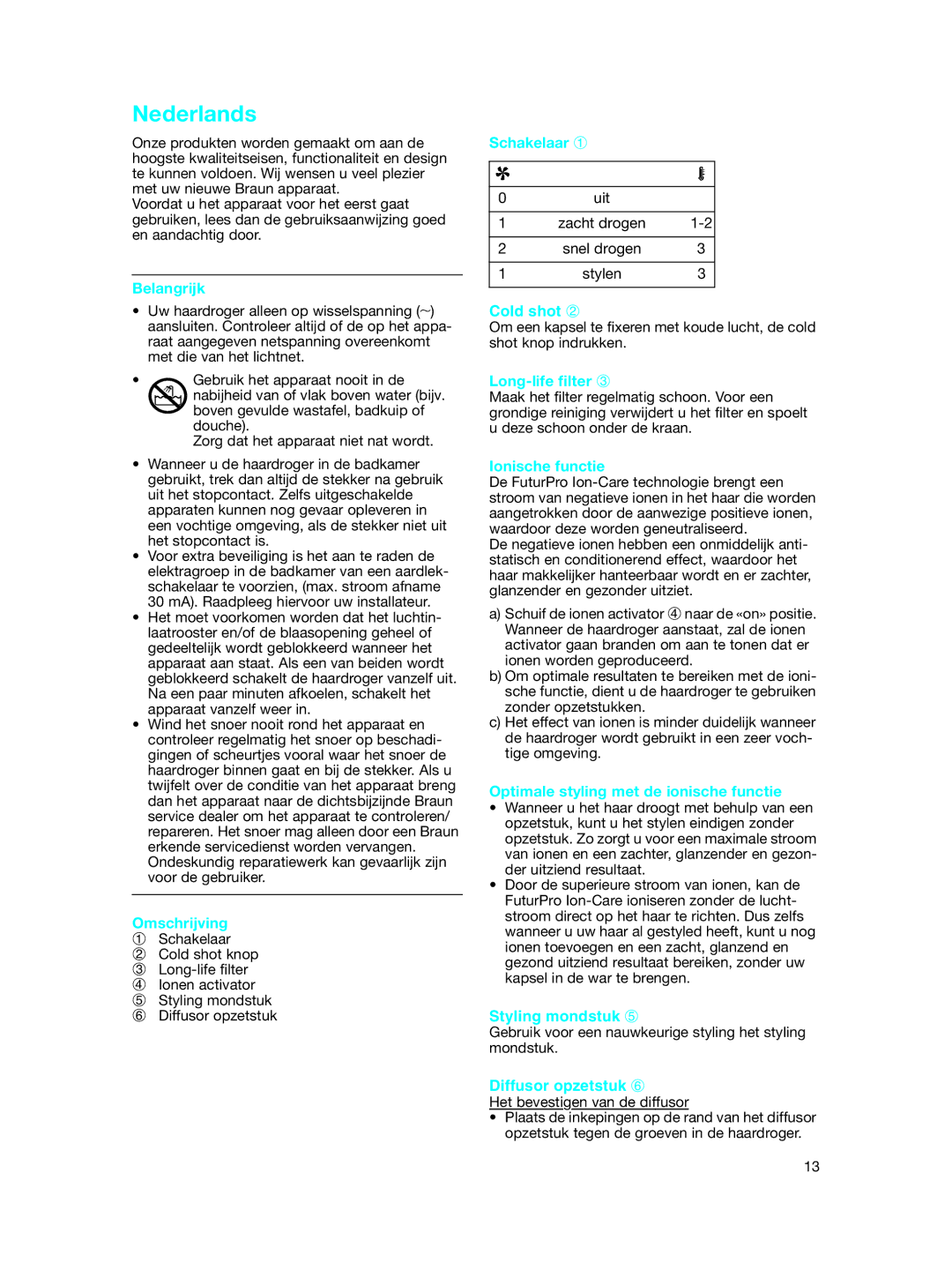 Braun 3539 manual Nederlands 