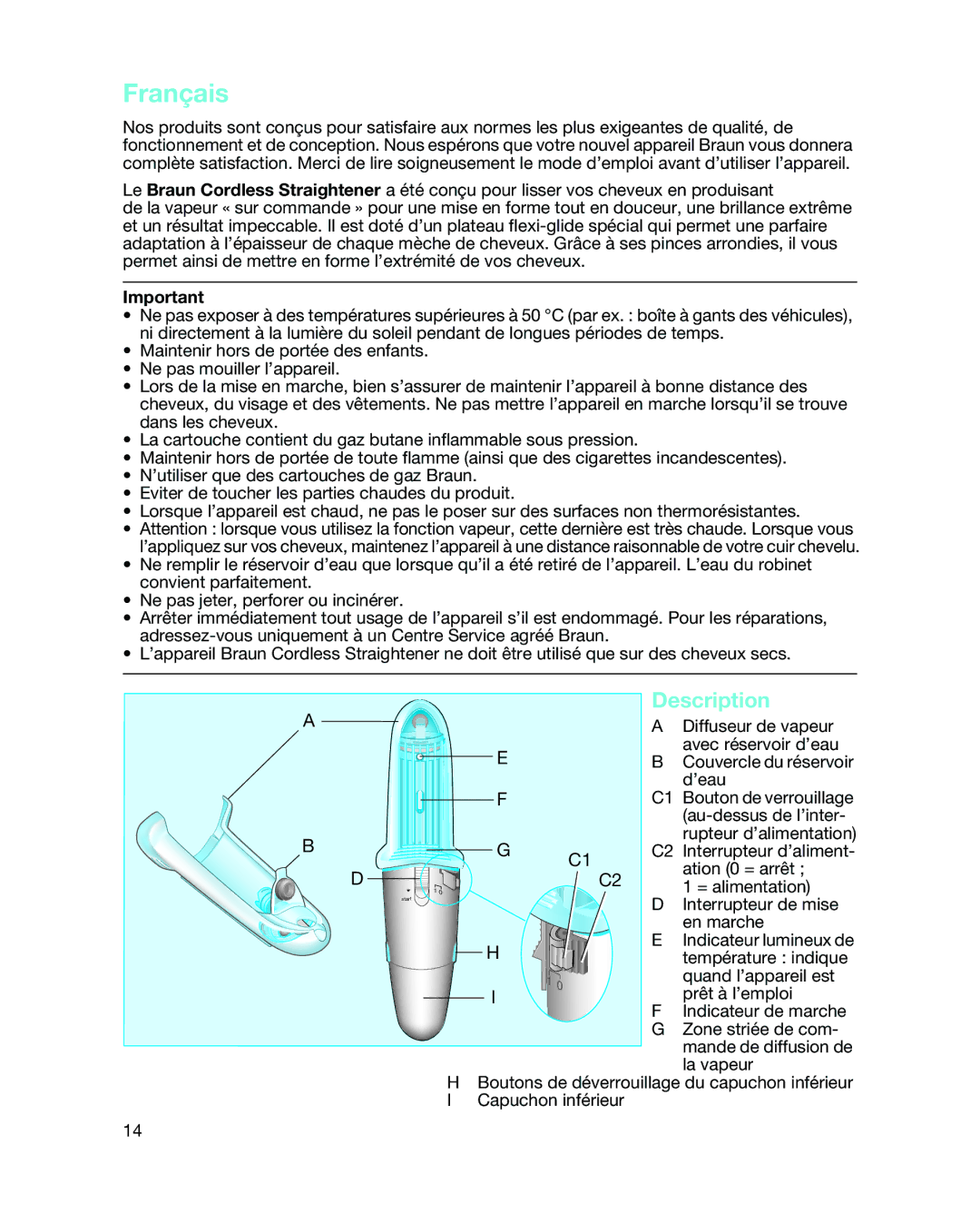 Braun 3588 manual Français, Description 