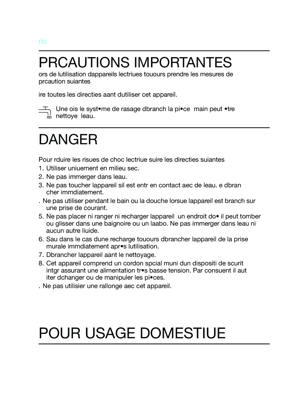 Braun 370 manual Précautions Importantes, Français 