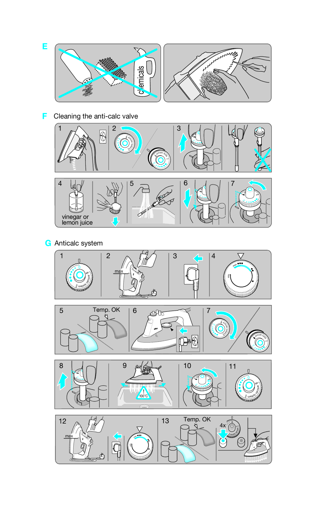 Braun 4 695, 4 696 manual Cleaning the anti-calc valve 