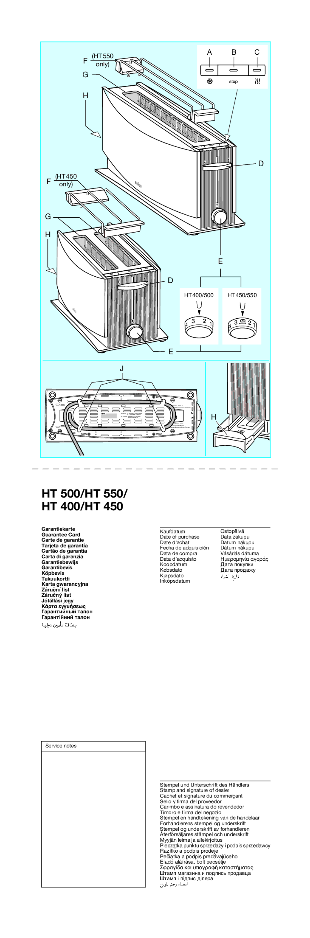 Braun 4120, 4119 manual HT 500/HT 550/ HT 400/HT 