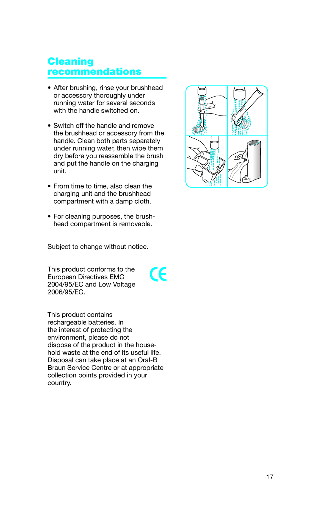 Braun 4729 manual Cleaning recommendations 