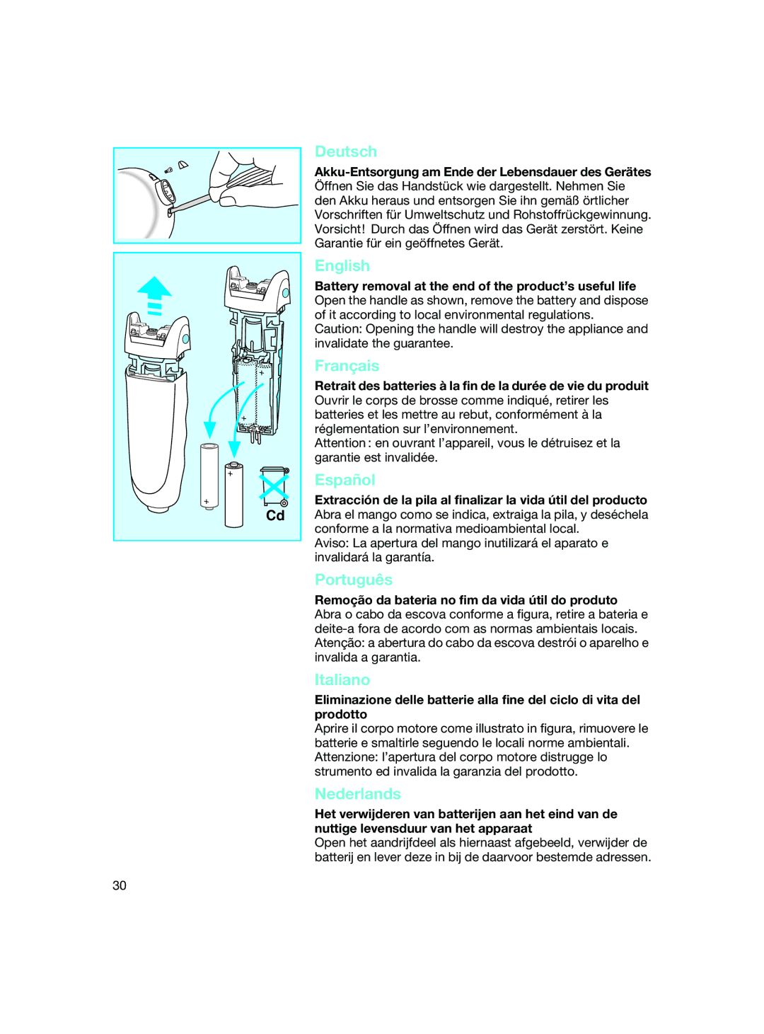 Braun 4740 manual Deutsch, English, Français, Español, Português, Italiano, Nederlands 