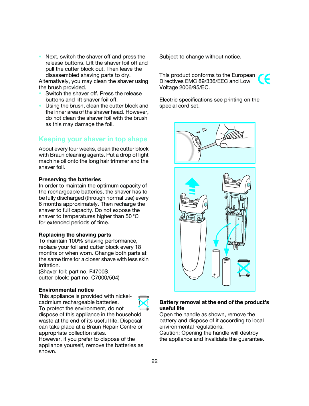 Braun 4776 manual Keeping your shaver in top shape 