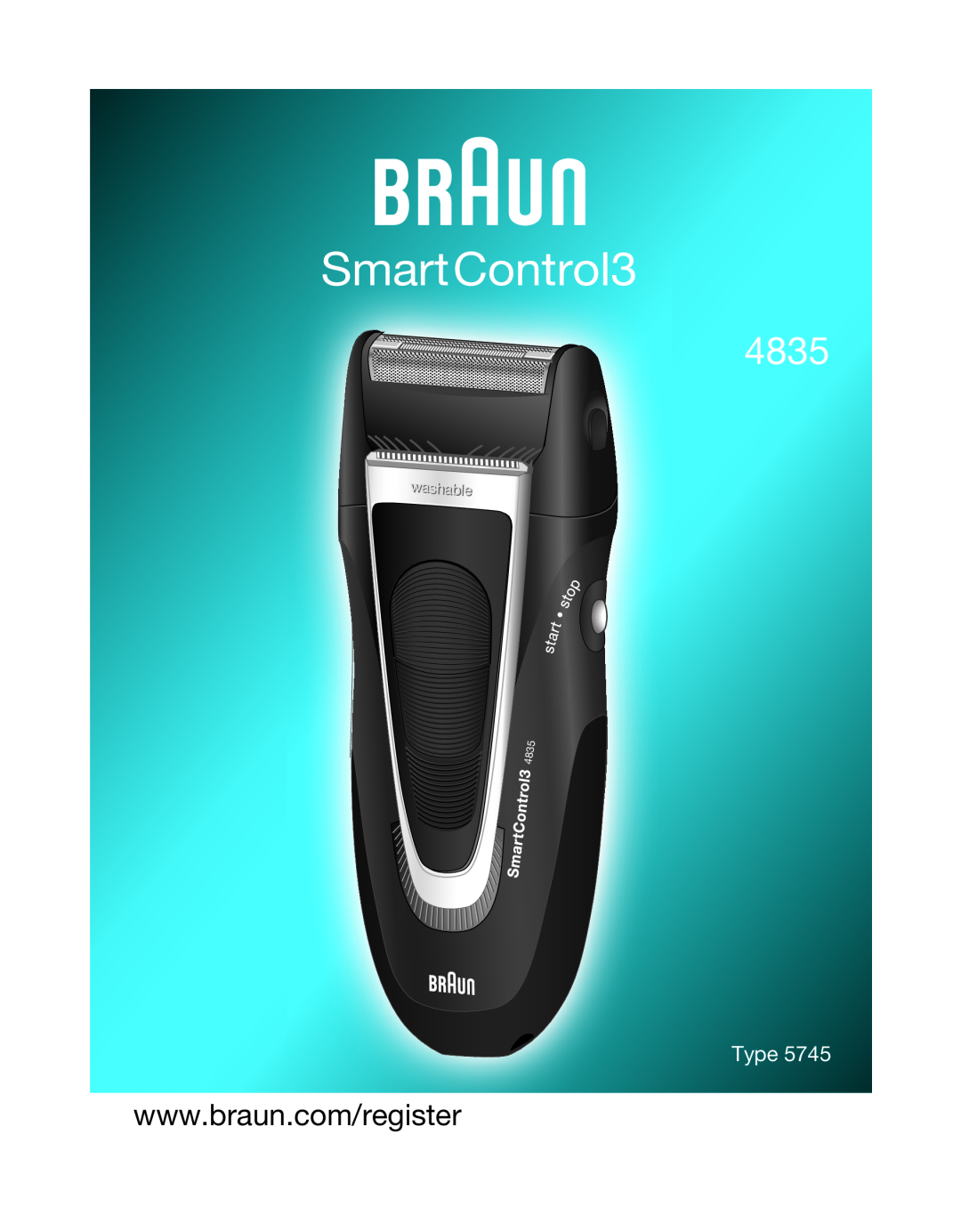 Braun 4835 manual SmartControl3, Type, washablele 