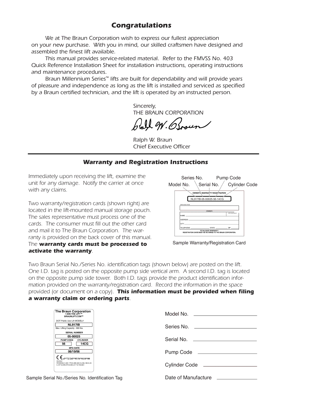 Braun 5 service manual Congratulations, Warranty and Registration Instructions 