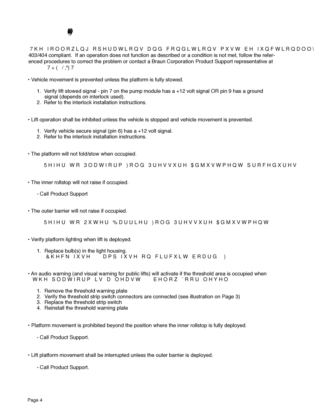 Braun 5 service manual Certification Checklist Diagnostic Procedures 