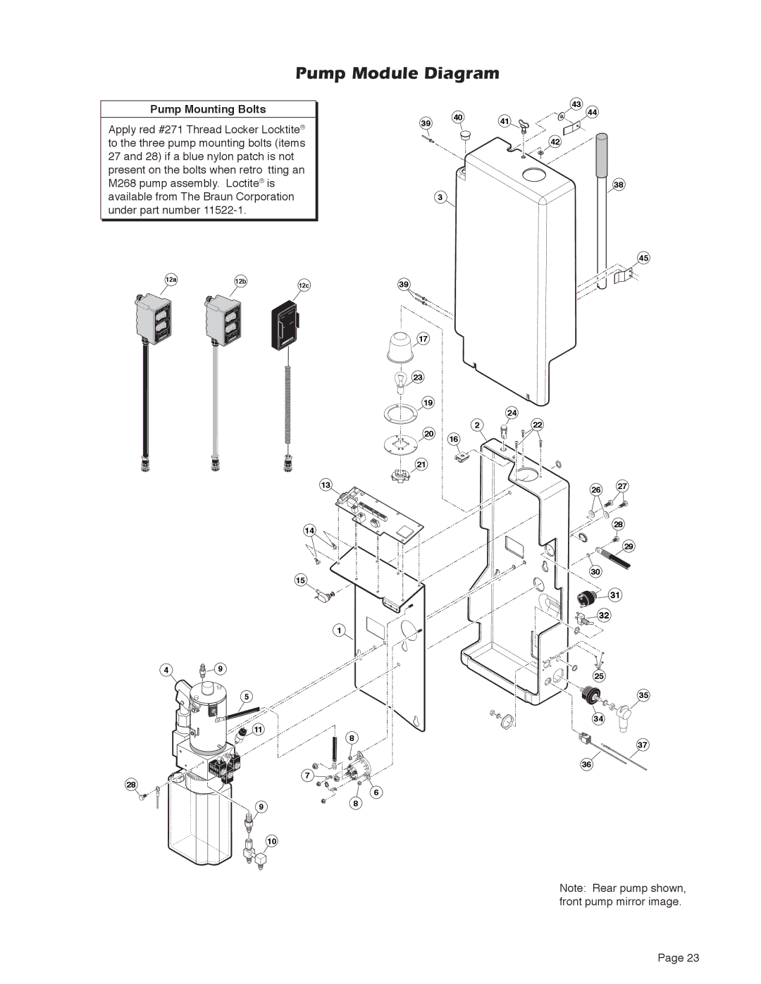 Braun 5 service manual Pump Module Diagram, Pump Mounting Bolts 