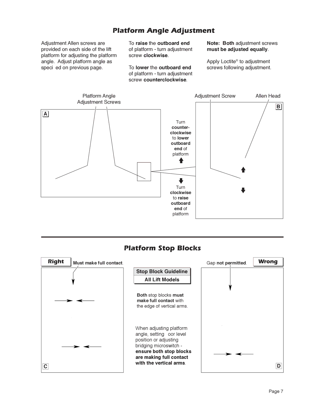 Braun 5 service manual Platform Stop Blocks 