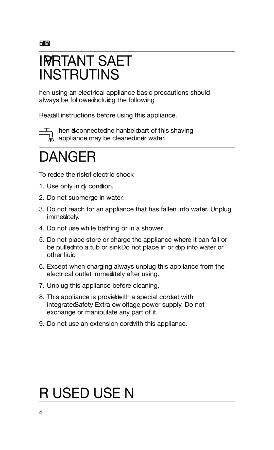 Braun 5673, Series 7 760cc-4 manual Important Safety Instructions, For Household USE only 