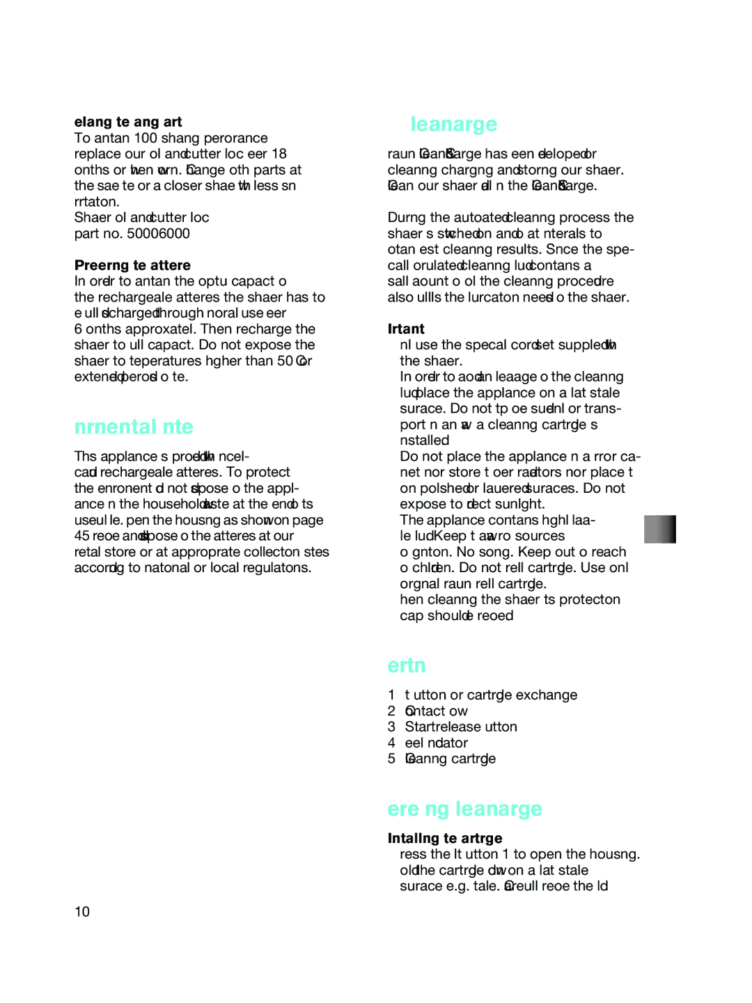 Braun 5722, 5691 Environmental notice, Before using Clean&Charge, Replacing the shaving parts, Preserving the batteries 