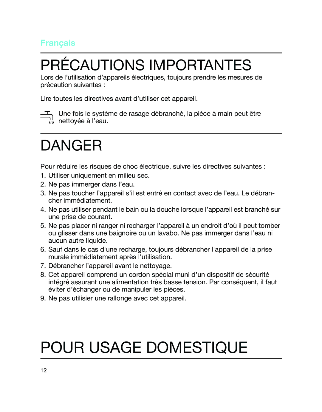 Braun 5735 manual Précautions Importantes, Français 