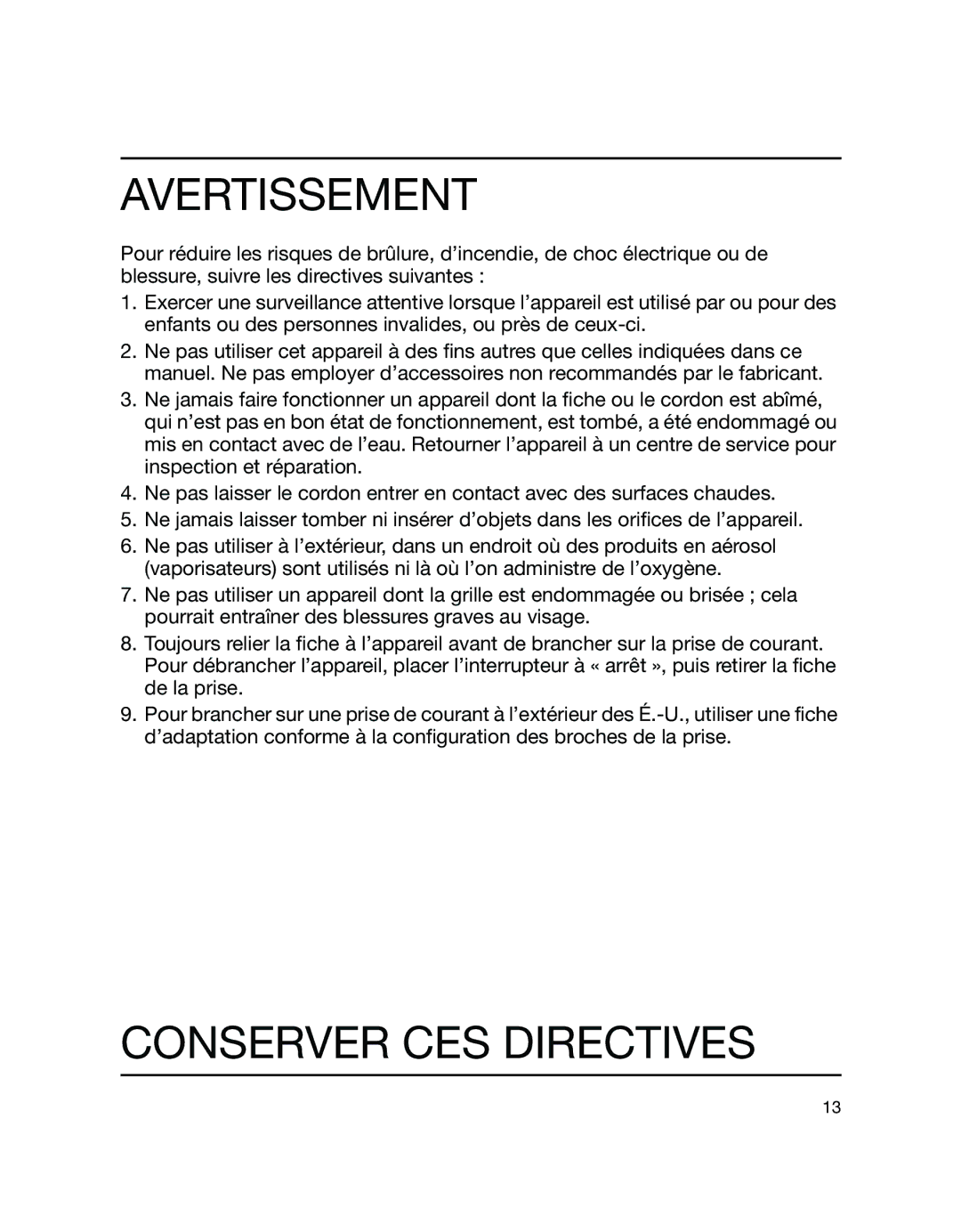 Braun 5735 manual Avertissement, Conserver CES Directives 