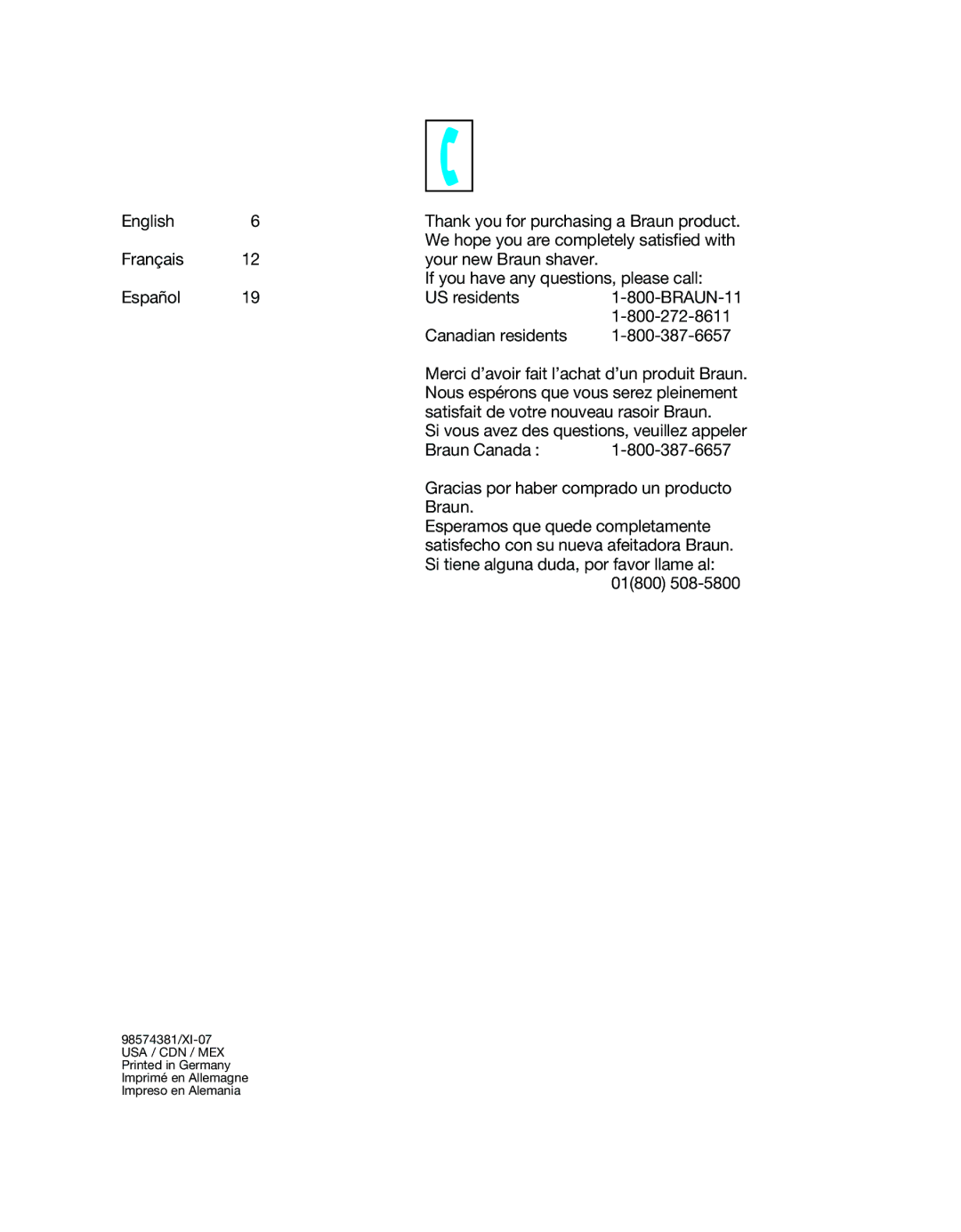 Braun 5735 manual English 