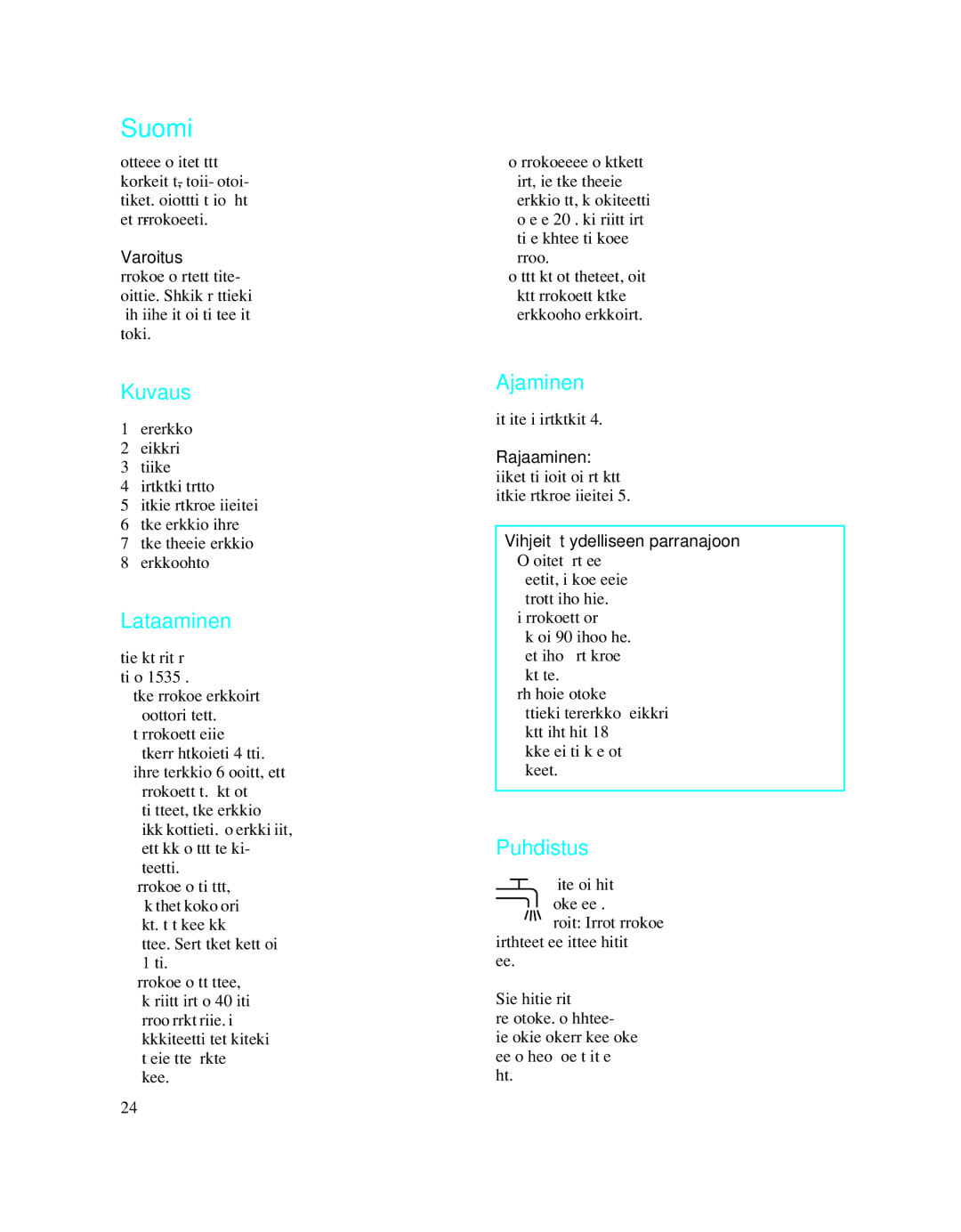 Braun 5742 manual Suomi, Kuvaus, Lataaminen, Ajaminen, Puhdistus 