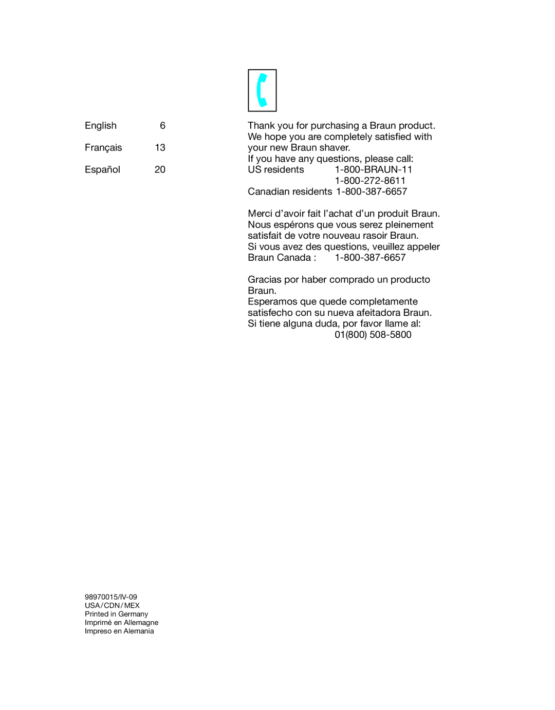 Braun 5772 manual English 