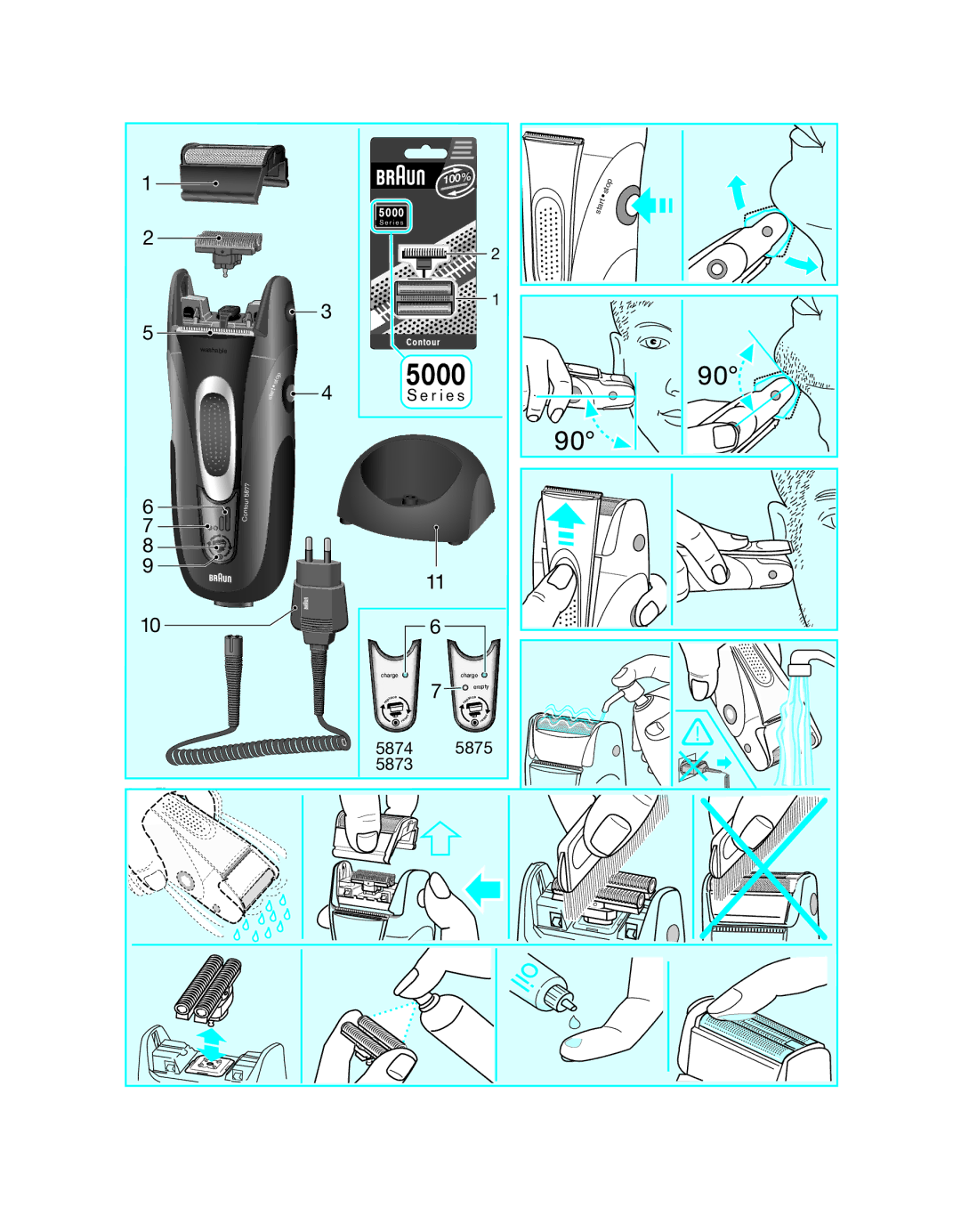 Braun 5877 manual 5000, 5874 5875 5873 