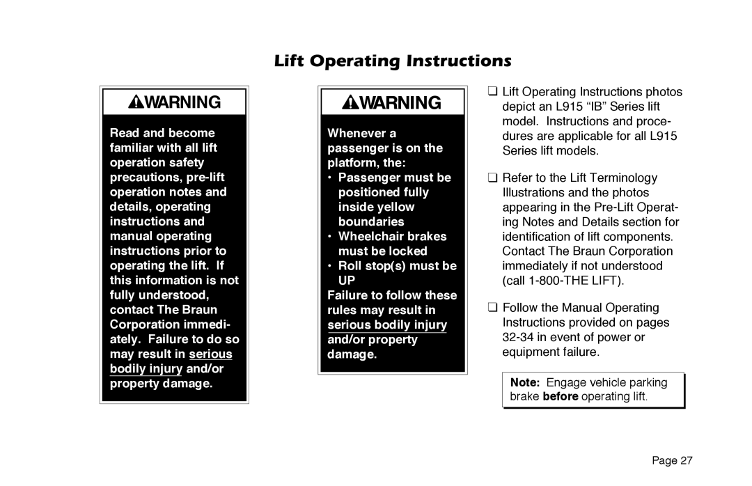 Braun 6 manual Lift Operating Instructions 