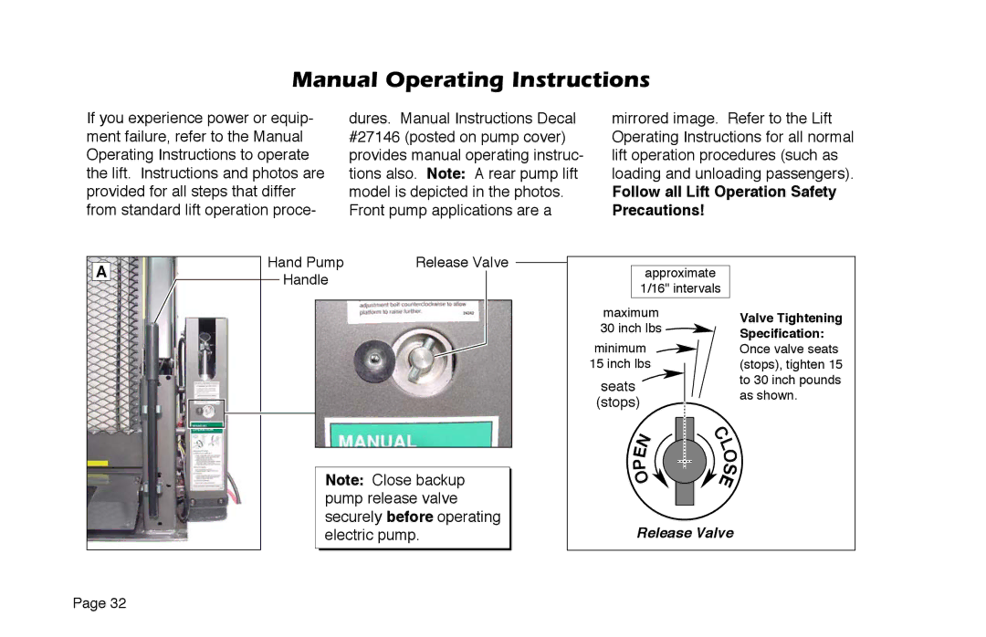 Braun 6 manual Manual Operating Instructions, Follow all Lift Operation Safety Precautions 
