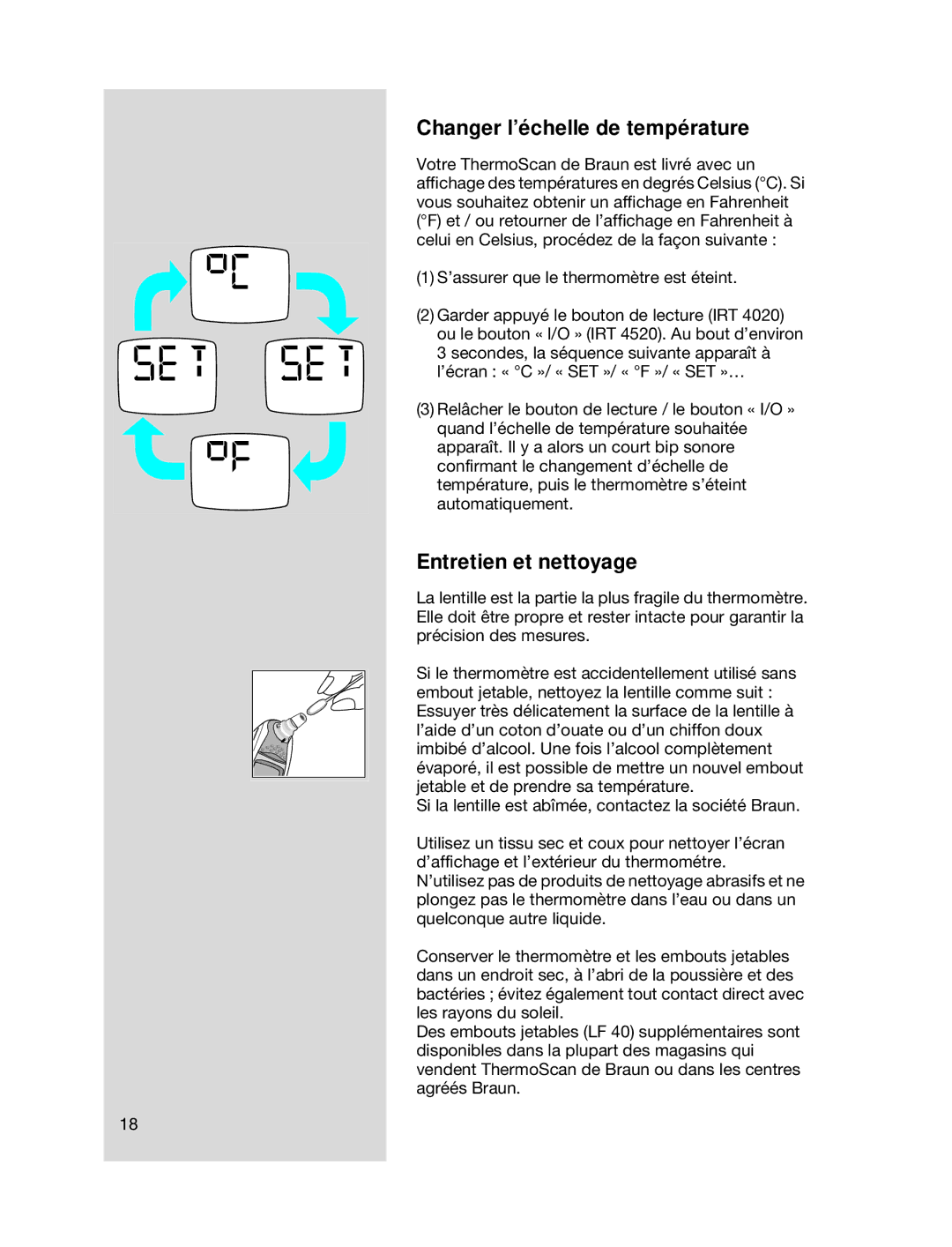 Braun 6022 manual Changer l’échelle de température, Entretien et nettoyage 