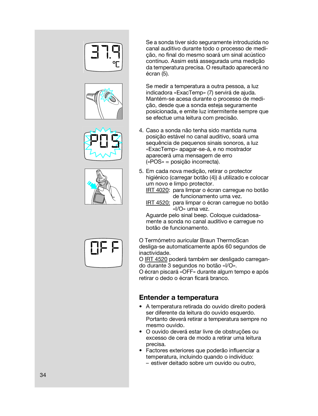 Braun 6022 manual Entender a temperatura 