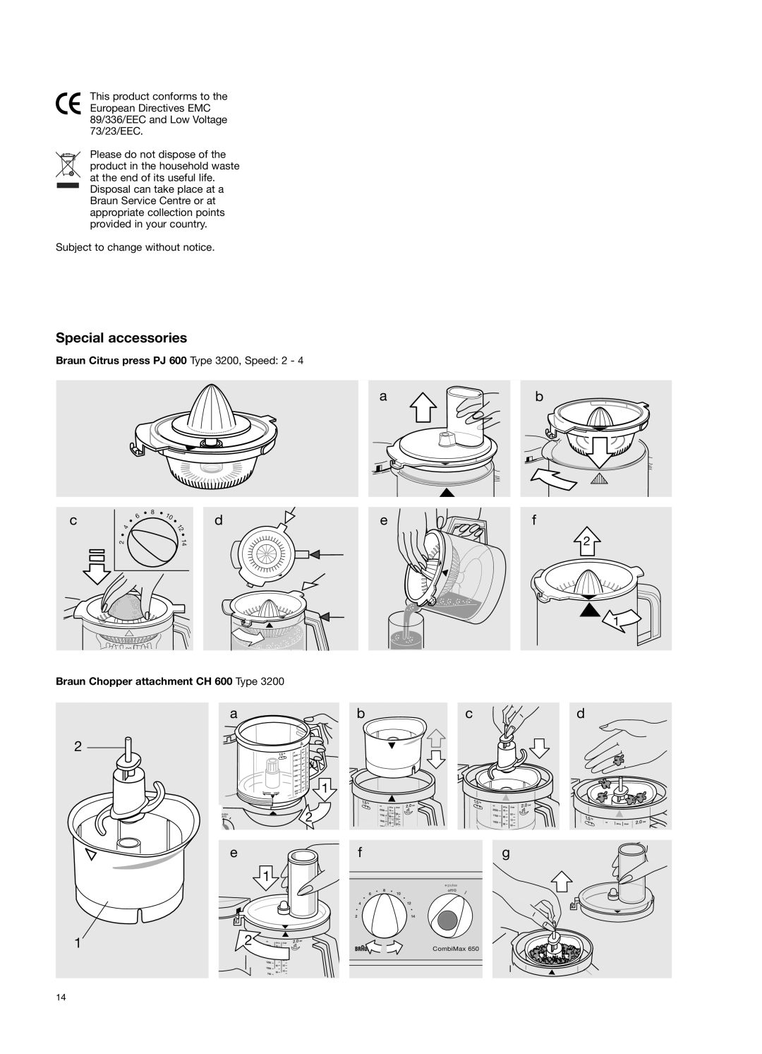 Braun 650 manual Special accessories 